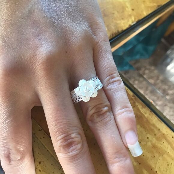 Artistic Sterling Silver Flower Ring Size 10 - Picture 7 of 8